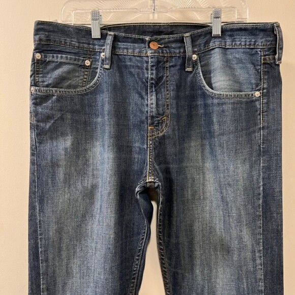 Levis 527 Mens Blue Dark Washed 100% Cotton Straight Leg Denim Jeans Sz 34x32 - Picture 3 of 14
